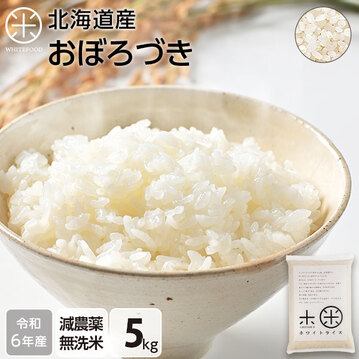令和6年度産】 【無洗米】 5kg 北海道産 お米 減農薬米 おぼろづき