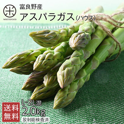 アスパラ 北海道 富良野産 朝もぎハウスグリーンアスパラ 2.0kg(L〜2L混サイズ) 【送料無料】